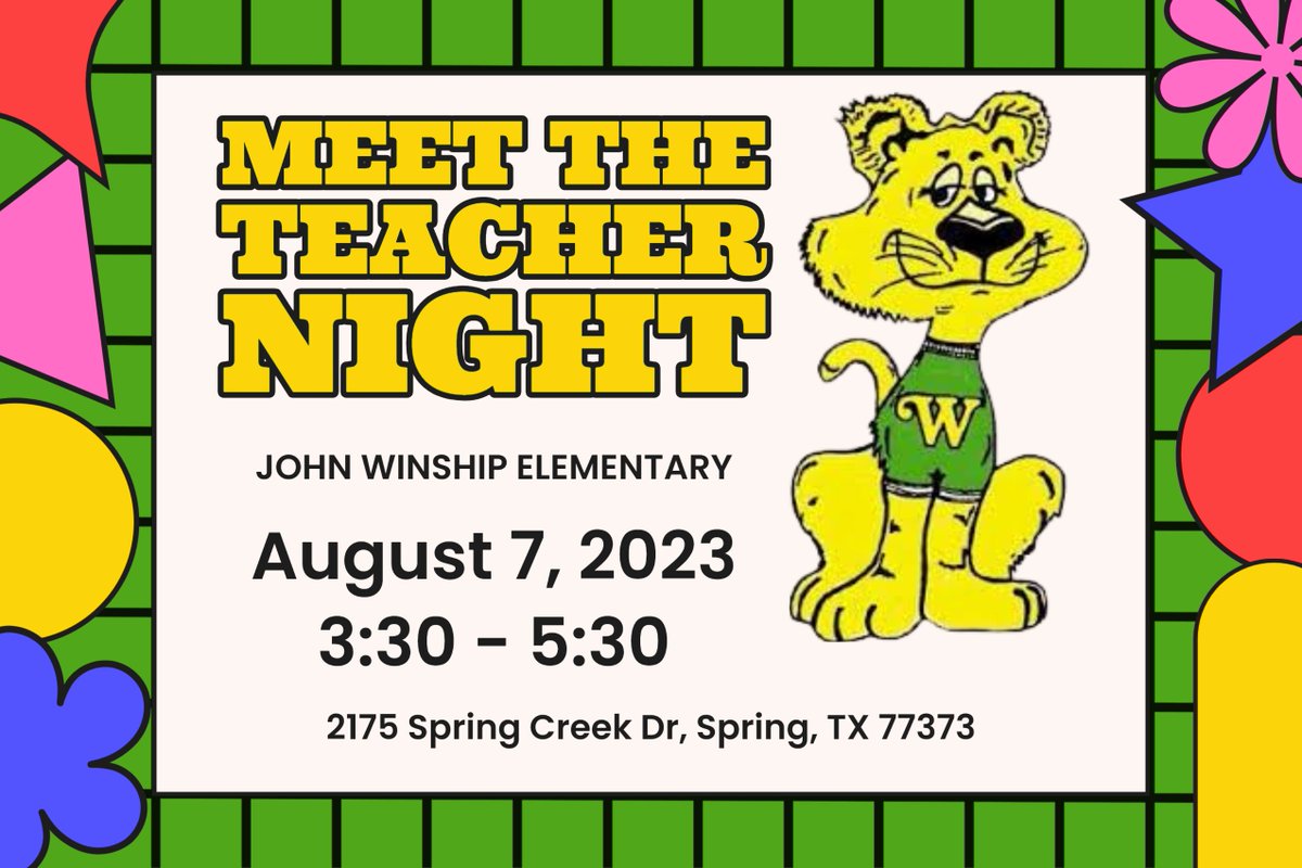 WinshipES's tweet photo. Good morning Winship family!
We are very excited to start the 2023 - 2024 school year, and are looking forward to meeting you next week at Meet the Teacher on August 7.
#WinshipProud #WeBelieveInSpring
@BecomingDrTodd @SpringISD https://t.co/IRFUCNJ5Zo