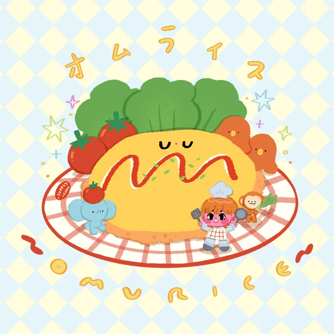  Omurice  เปิดเดือนสิงหาคมด้วยข้าวไข่ข้น ขอให้กินอิ่ม นอนหลับ หลังไม่ปวด  #h7ddnsartwork