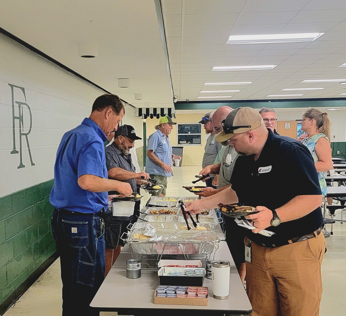 This morning our admin team provided breakfast for the HCPS Maintenance &amp; Bus Garage Crew. They are the backbone of our school system, &amp; we appreciate all that they do. Shout out to Eggs Up Grill for a delicious breakfast buffet!  #EaglePride #GoEagles #FlatRockRocks #HCPSTrue
