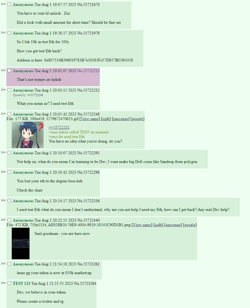 ♦️Yabancı bir Developer Eth ağında test yapmak isterken yanlışlıkla 100 yıllığına 10.000 USDT değerinde $ETH kilitleyerek $TEST token yarattı.

🚀Acaba yeni MEME token hypeının ateşini $TEST Token yakabilecek mi ?🙂

♦️Dev'in bir forumda yaptığı sohbet kısa sürede sosyal medyada