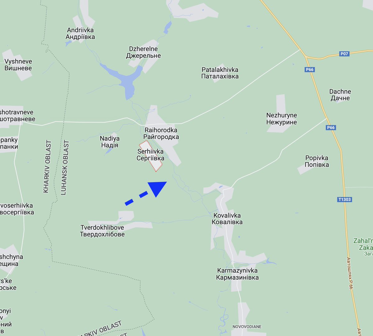 WarMonitor3's tweet photo. Ukrainian forces in recent counterattack actions have pushed Russian forces from hard fought recently capture positions around Serhiivka. https://t.co/5xw5zOZLpd