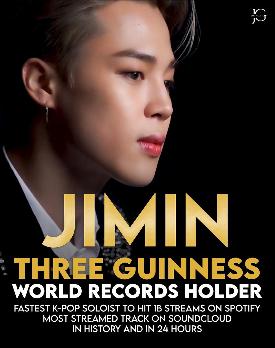 UniversBTS_'s tweet photo. [📰| Park Jimin agora detém três Guinness World Records como artista solo. 👏🏻

 ▪️ Solista do K-pop mais rápido a atingir 1 Bilhão de streams no Spotify
 ▪️ Faixa mais tocada no SoundCloud
 ▪️ Faixa mais tocada no SoundCloud em 24 horas

 Parabéns Jimin! 👏🏻✨️

#PromiseByJiminGWR
HISTORY MAKER PARK JIMIN
JIMIN 3X GUINNESS RECORD HOLDER
PROMISE MOST STREAMED TRACK

🦊 @BTS_twt ©JiminGlobal