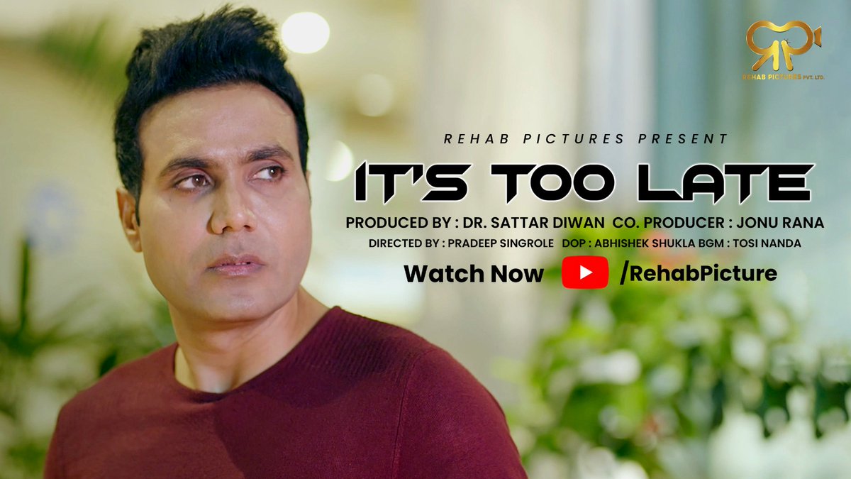 Super Excited To Announce the Release of My Short Film It's Too Late. Streaming on Rehab Pictures YouTube Channel. Watch Now - youtu.be/t9YOrp0xLh8

#salimdiwan #shivikadiwan #itstoolate #a_short_film #rehabpictures #drama #suspense #childhoodlove