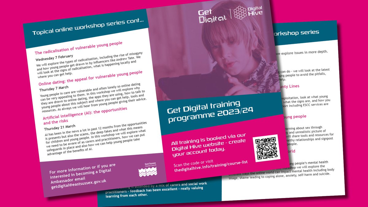 Calling all carers and children's social work practitioners in East Sussex! Our training programme from September - March is now on the Digital Hive book online, including our Online Safety and Digital Resilience workshop
ow.ly/3p3U50PqKPW  #digitalresilience #medialiteracy