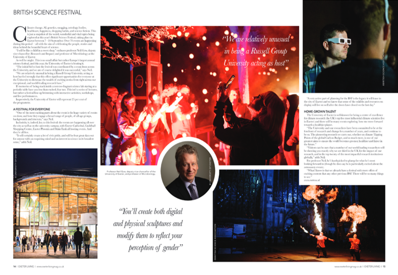 BritishSciFest's tweet photo. 📣#SPOTTED! Check us out in @ExeterLiving 🔥
To read the whole spread, visit: https://t.co/hrkDfuNJj1
Thanks #ExeterLiving, for the shout-out! #BSF23 https://t.co/vYW1PUd53a