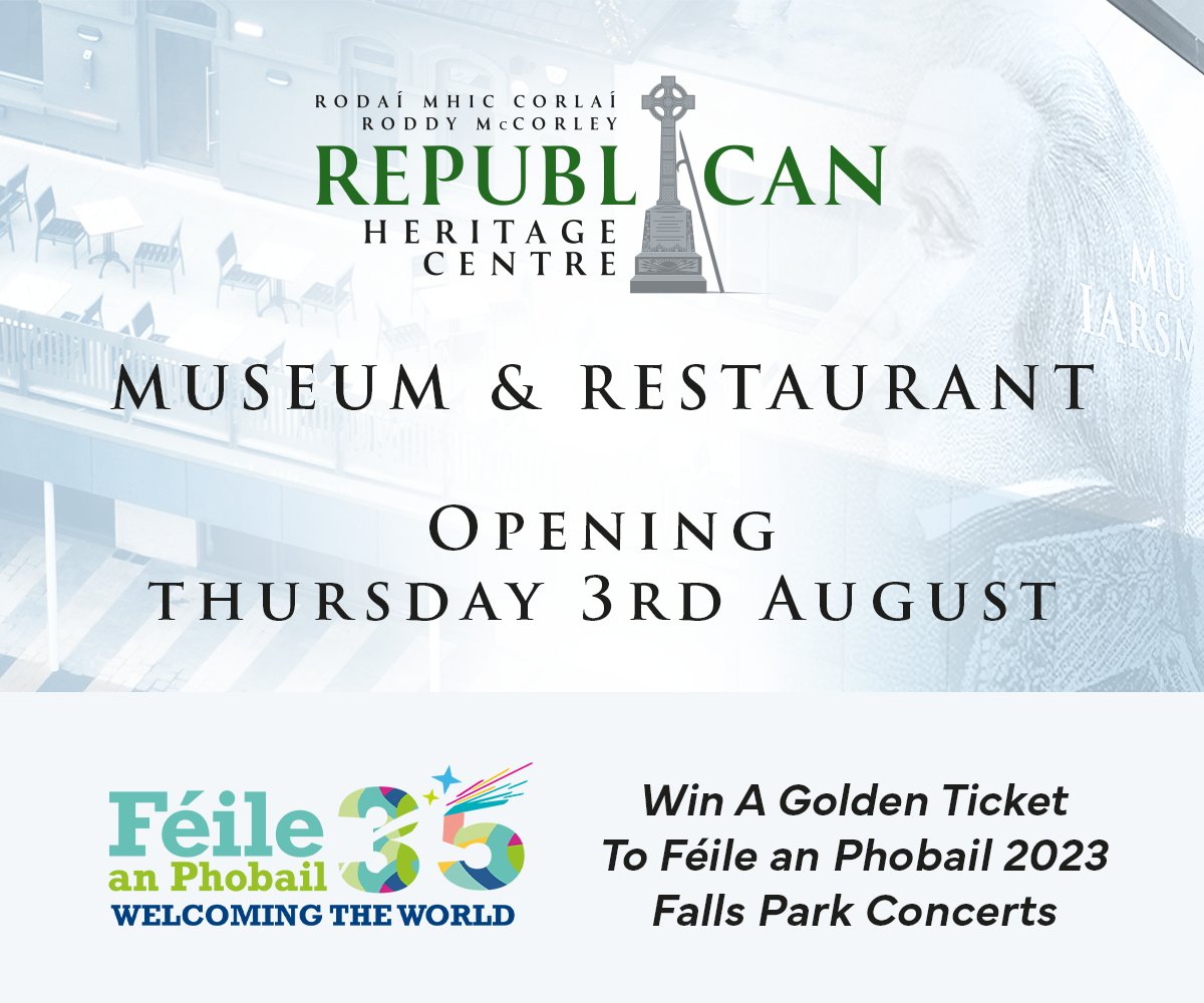 RoddyMcCorleys's tweet photo. Celebrating the opening of our fantastic new restaurant and museum on Thursday 3rd August, we are delighted to give away a ‘Golden Ticket’ to @FeileBelfast Falls Park Concerts.

To enter 'RT &amp; ♥️ ' this post

Winner announced on Friday 4th August https://t.co/203dUQMcaz