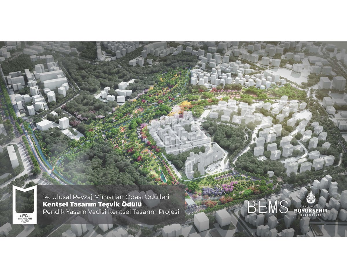 StudioBEMS's tweet photo. Pendik Yaşam Vadisi Projemiz, bu yılki teması ‘Dirençli Kentler’ olan TMMOB Peyzaj Mimarları Odası 14. Ulusal Peyzaj Mimarlığı Ödüllerinde Kentsel Tasarım Proje Ödülü’ne layık görüldü. - #pendikyaşamvadisi #ibb #yesilistanbul #ulusalpeyzajmimarlığıödülleri https://t.co/mmqJS7SGkl