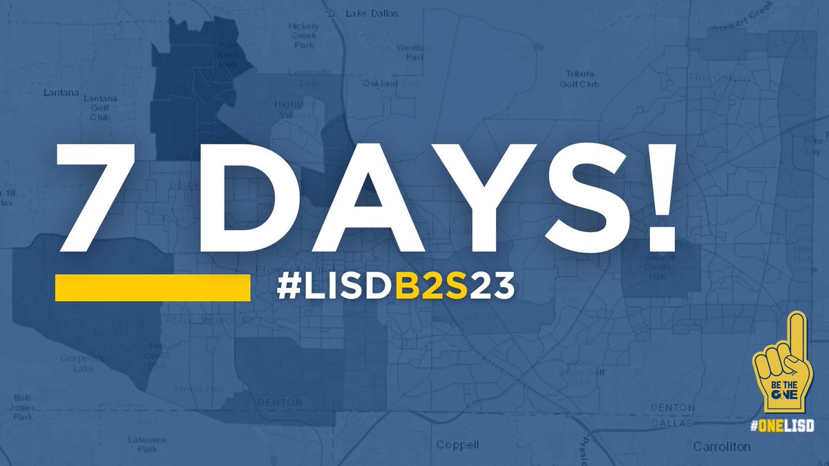 LewisvilleISD's tweet image. The 2023-24 school year begins in just 𝙊𝙉𝙀 𝙒𝙀𝙀𝙆! Do you know where you&apos;re headed on August 9? Be sure to visit lisd.net/schoollocator to view a map of Lewisville ISD campuses and feeder patterns. #OneLISD #LISDb2s23