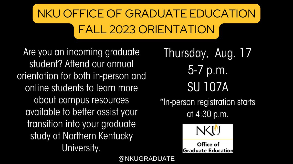 Orientation for incoming graduate students is only ⑮ days away. Click here to register: nku.edu/admissions/gra…