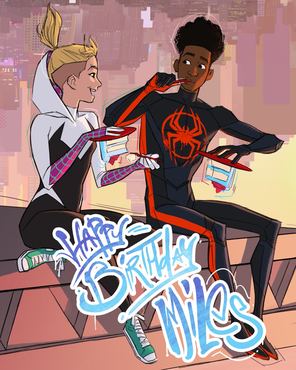 Happy birthday to our hero, Miles Morales. ❤️ (Art by: @kristaferanka) #SpiderVerse