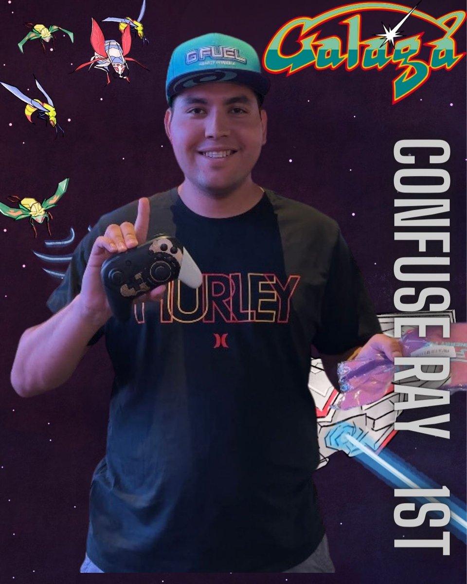 ConfluxGaming's tweet image. Confuse Ray is our #Galaga winner! Try our FREE #NeonArcade tonight #DigDug Wed 8/2 sponsored by @GFuelEnergy 

S5 Week 4 Reg:
start.gg/tournament/con…

#Galaga #HighScore #GFuel #GFuelEnergy #RetroGames #Nostalgia #80s #Esports #gaming #coachellaesports #gamingtournaments