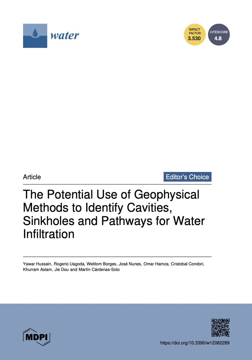 yawar126's tweet photo. Our #paper on #geophysical  applications to #Brazilian #karst  published @Water_MDPI made it to Editor's Choice Articles!   
@USPonline @unb_oficial @DerbyUniPress
@GeoLatinas @UNAM_MX #Peru #SBGf #Unisapienza https://t.co/0K6O8mKSAO