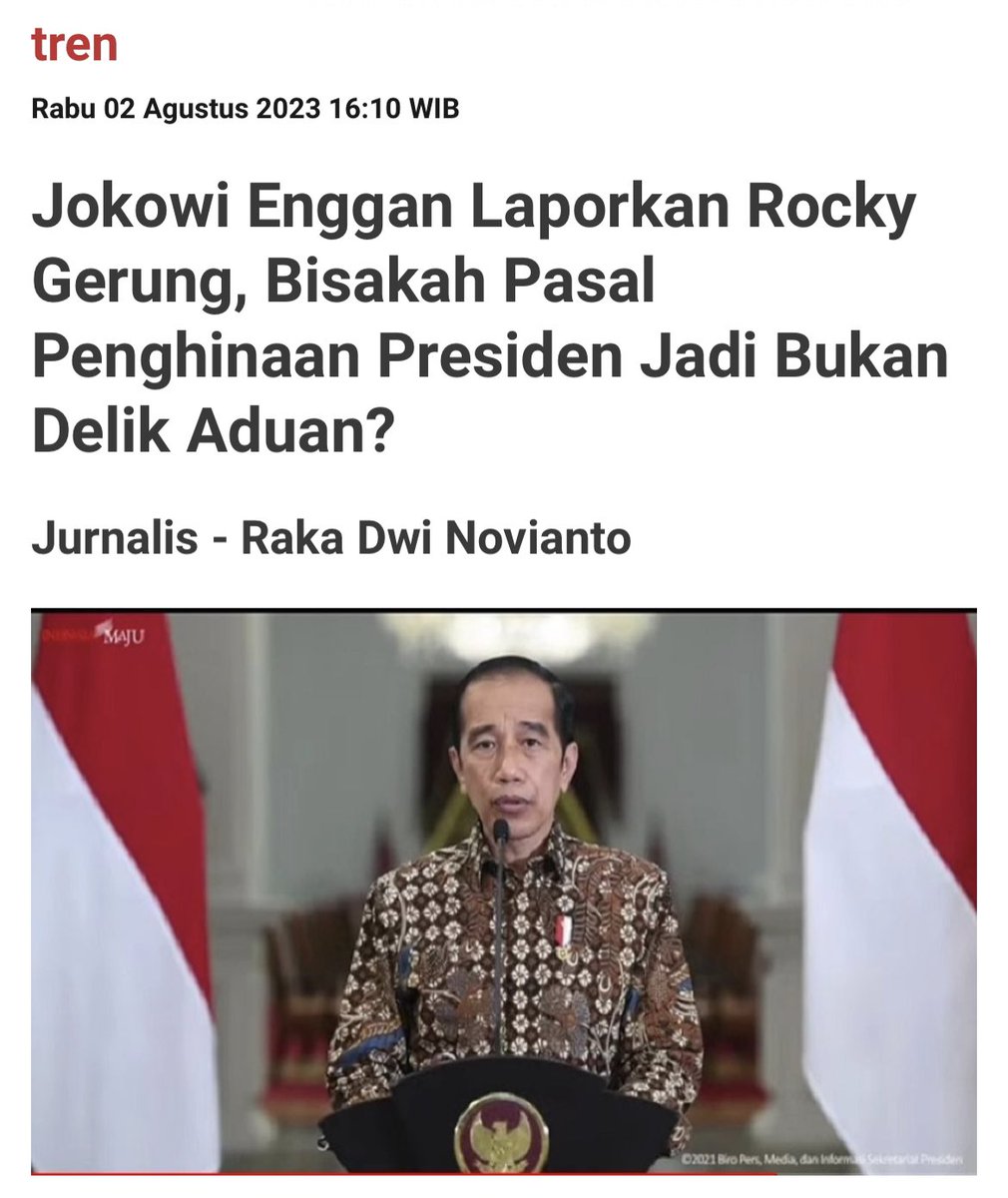 Aneh sekali sekelompok orang yang mempersekusi RG alih-alih membela Presiden? 
Presiden aja tidak melaporkan sebagai pihak yang disebut oleh RG. 
Saya malah berhararap berani gak Presiden melapor? Lalu gelar sidang perkara di pengadilan. 
Bagi saya justru menarik karena akan jadi