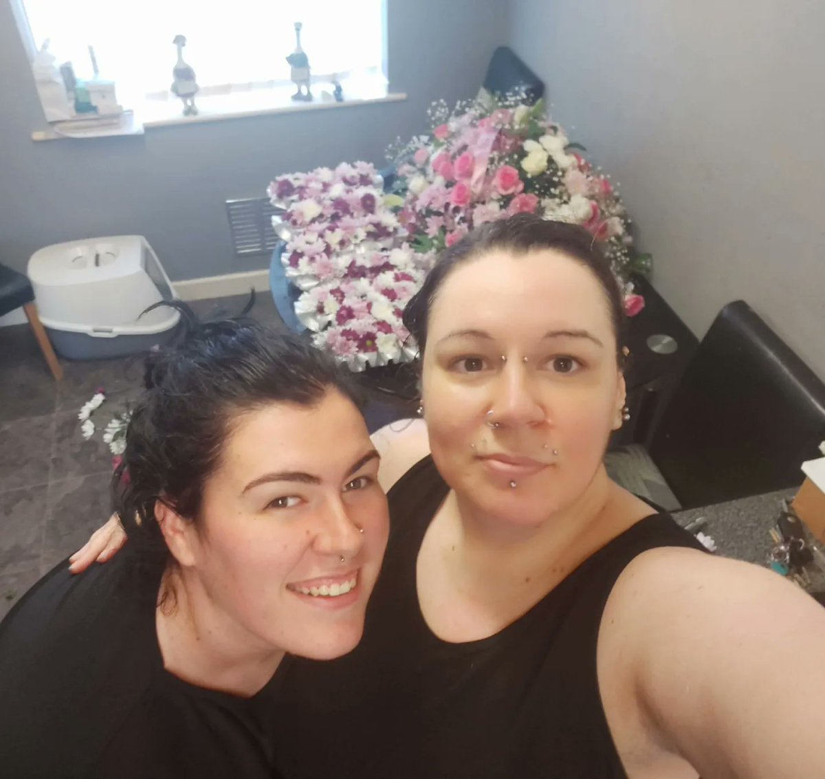 RavenDevorak's tweet photo. 3 years ago it was Mum doing our Grandmas flowers. Today, its me and Lucy doing our Mums. We did her proud sis. ❤🧡💛💚💙💜 https://t.co/h4NPzSuTGi
