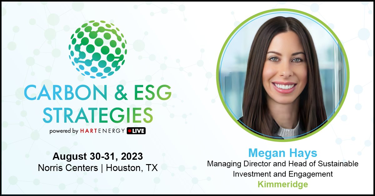 hartenergy's tweet image. Hart Energy LIVE's Carbon &amp;amp; ESG Strategies conference is this month!

We have the industry's best bringing their knowledge for the #substainablefuture Let's give a round of applause  👏  for Megan Hays Managing Director and Head of #Kimmeridge 

Register: ow.ly/81I250PqVFy