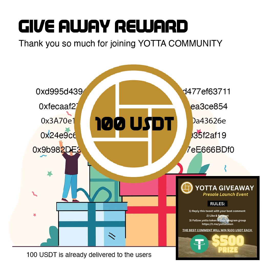 yottatoken's tweet photo. 💋💋YOTTA GIVE AWAY REWARD!!!
Thank you for your joining YOTTA COMMUNITY!!

YOTTA is promoting more events for our community members.

Join YOTTA COMMUNITY.
https://t.co/gyIEZdLq30
https://t.co/X13Duzb2Wj https://t.co/rNA6XJrvDP