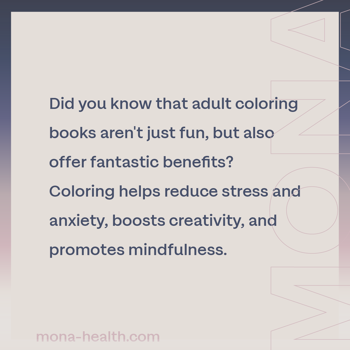 thinkmona's tweet photo. Coloring isn't just for kids; it's a fantastic way for adults to relax and unwind. 🧘‍♀️ Engaging in coloring activities can improve focus and concentration while providing a much-needed break from everyday stress. #ColoringBookDay #RelaxationTime #ArtTherapy https://t.co/r1zBGn4qpE