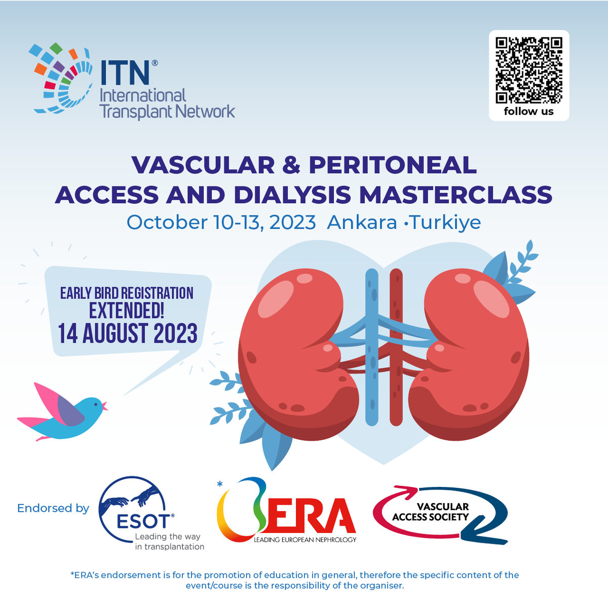 ITN_TR's tweet photo. ⏳Early Bird Registration EXTENDED! 14 August 2023
"Vascular & Peritoneal Access And Dialysis Masterclass"
📆October 10-13, 2023📍Ankara / Turkiye
Endorsed by
@ESOTtransplant
@ERAkidney
@SocietyAccess
Details📌
https://t.co/XG3Dis1atB
#vascularaccess
#peritonealaccess https://t.co/S4wzDtkXFx