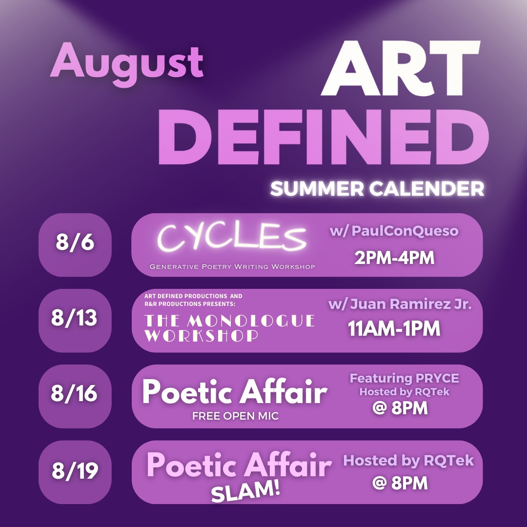 artdefinedinc's tweet photo. Hey y'all! Here is an updated version of our calendar post! We hope you will join us this month as we have a LOT planned. Thank you as always to our peeps:
@itsrayjane
@paulconqueso
@ajuanmanshow
@rqtek
@aquarianmuse19 https://t.co/3HH9mD0wSI