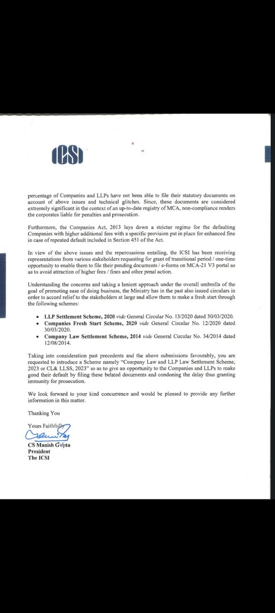 CSKuldeepShukla's tweet image. MSMEs and small companies are facing huge additional fees for annual filing.
MCA21 RoC website needs to bring CFSS scheme urgently 🙏🏼
ICSI has requested CFSS scheme.
@MCA21India @nsitharaman @minmsme @narendramodi @MeNarayanRane @icsi_cs @theicai