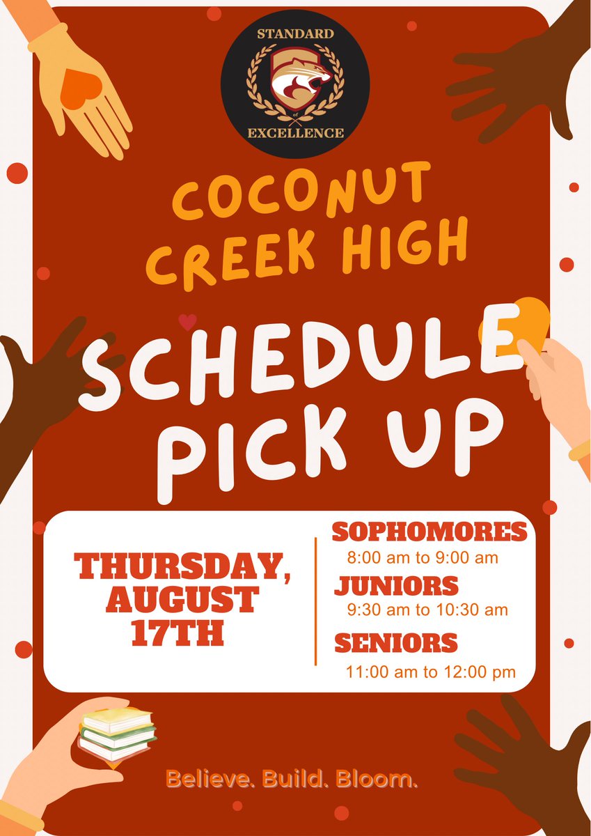 📣 Cougar Schedule Pick Up | August 17th | <a href="/CreekMagnet/">Coconut Creek High</a>