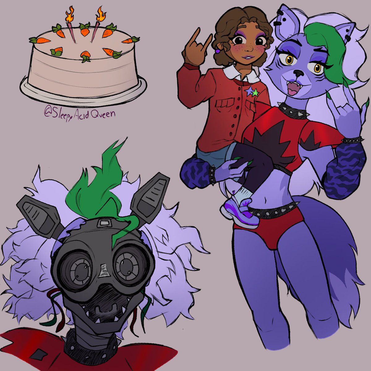 SleepyAcidQueen's tweet photo. I love carrot cake, happy birthday Cassie • 🥕🐺 • #FNAFRuin #fnafsecuritybreach #fnafcassie https://t.co/1asVfEB0cq