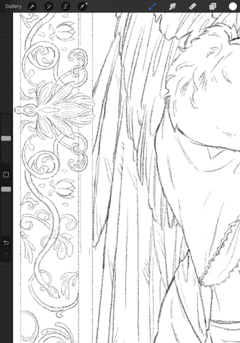 lineart for this thing is done including the frame (finally…) another sneak peek