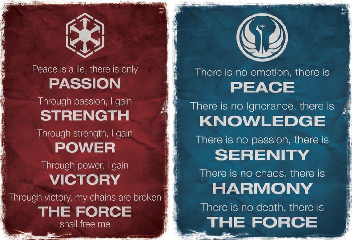 MentorSkywalker's tweet image. Which to you follow the Sith Code or Jedi Code. #StarWars #SithCode #JediCode #DarkSide #LightSide
