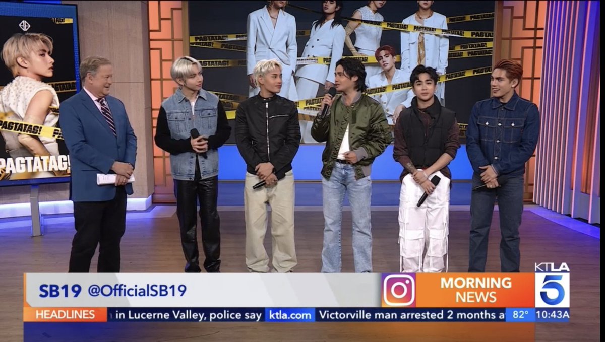SB19Official's tweet photo. ⚠️ KTLA 5 Morning News Guesting

What a great way to start our day! Thank you so much for having us @KTLA @KTLAMorningNews!

Stream 'PAGTATAG!' EP 🔗 https://t.co/KrmV9uqtaU

#SB19 #PAGTATAG #SB19PAGTATAG 
#SB19onKTLA5 https://t.co/MjkvuiCbTC