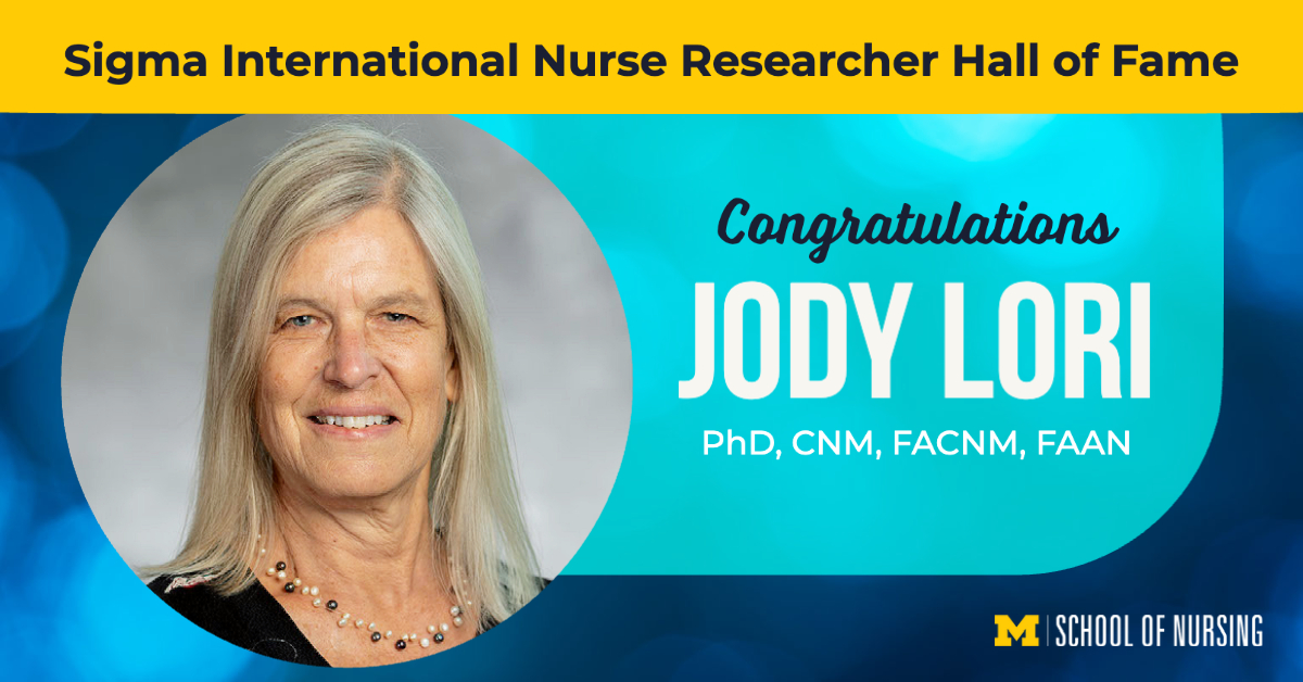 UMichNursing's tweet photo. Congratulations to UMSN Associate Dean for Global Affairs Dr. Jody Lori, who was recently inducted into Sigma’s International Nurse Researcher Hall of Fame. 
#MichiganNurses #WeDare #GoBlue #SigmaHallofFame https://t.co/GVAJDt9wk0