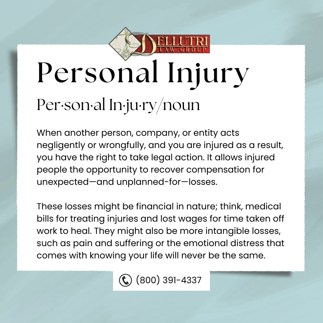 Word of the day: Personal Injury

____
Dellutri Law Group
888-889-8899

#DellutriLawGroup #DLG #PersonalInjury #PersonalInjuryLaw #PersonalInjuryAttorney #Accident #CarAccident #SlipAndFa;; #Florida #FloridaLawyer #LostWages #LawSuit #Sue #Injured #MedicalExpenses #Hospital