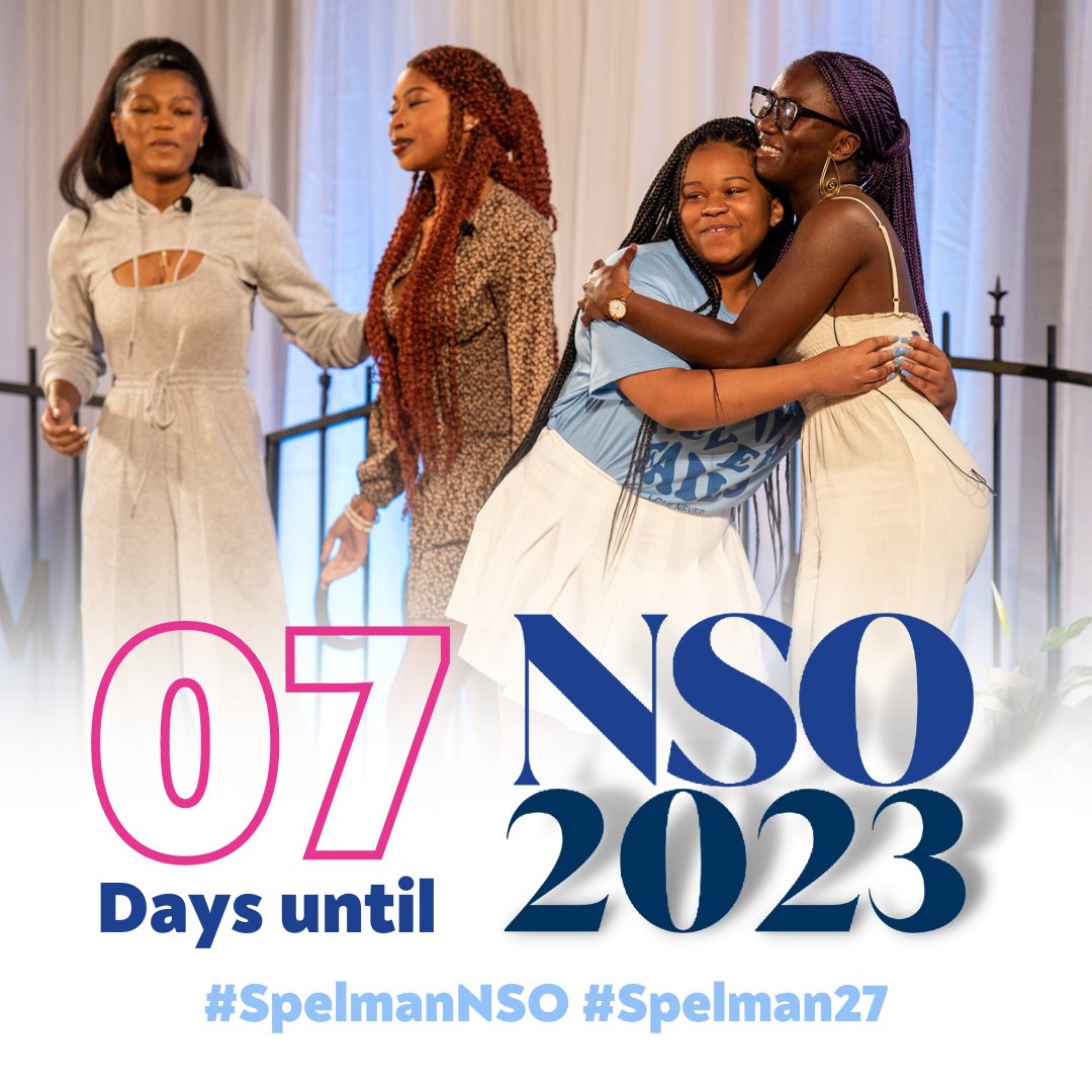 SpelmanPres's tweet image. We&apos;re just a week away from #SpelmanNSO! Class of 2027, we&apos;re excited to welcome you to Spelman. Be sure to visit the mySpelman portal for the NSO schedule, FAQs, and what to bring to campus. See you soon! bit.ly/3OuwzEL