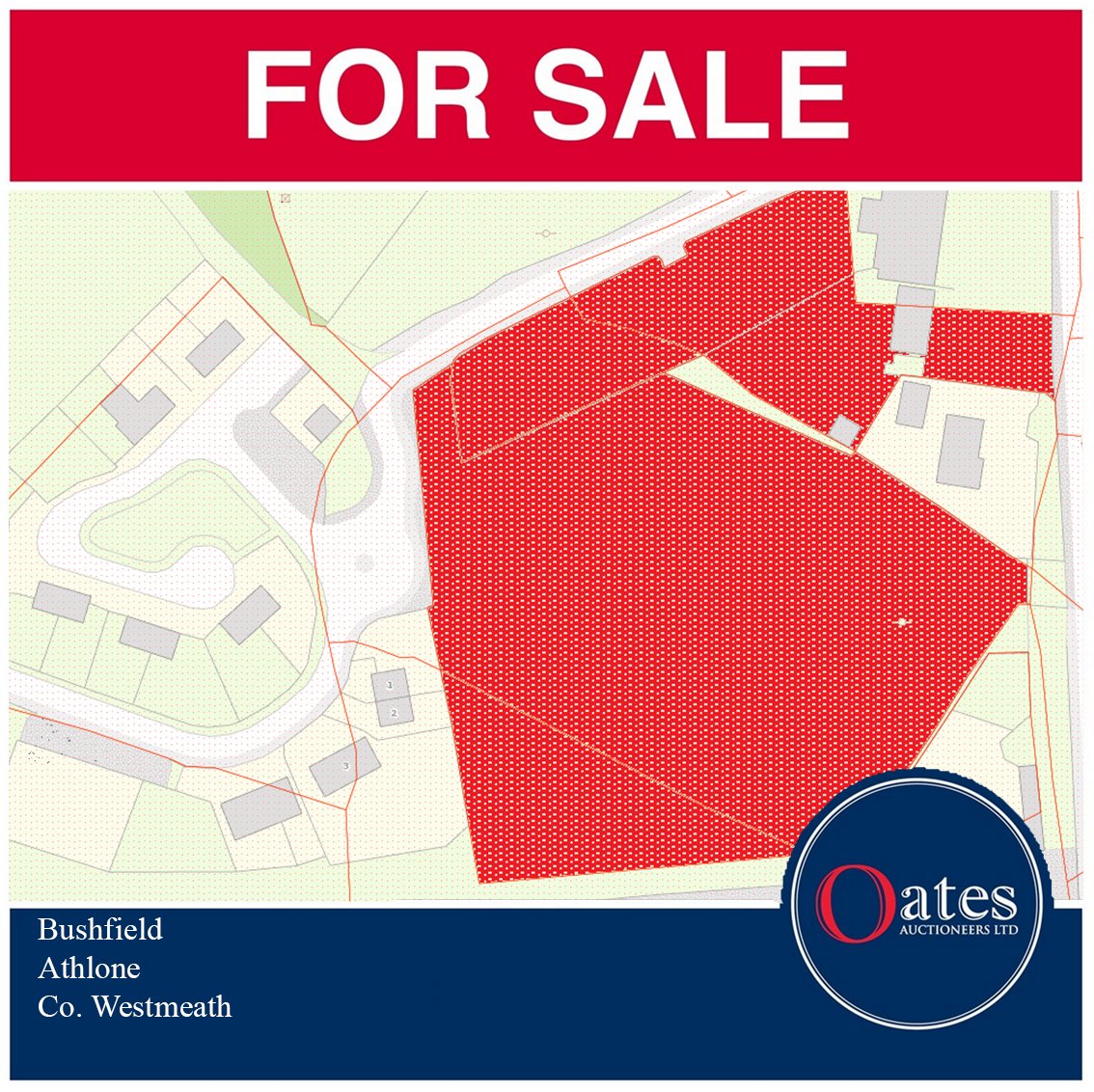 OatesAuctioneer's tweet photo. 🏞️✨ FOR SALE! 5 acres of zoned mixed development land in Bushfield, Athlone, Co. Westmeath. A canvas for your vision! 🏗️ Seize this unique opportunity. 📞🌐 Visit our website: https://t.co/KLJk2zonbL #DevelopmentLand #RealEstate #OatesAuctioneers #CountyWestmeath #DreamBig https://t.co/g36pE6NevK
