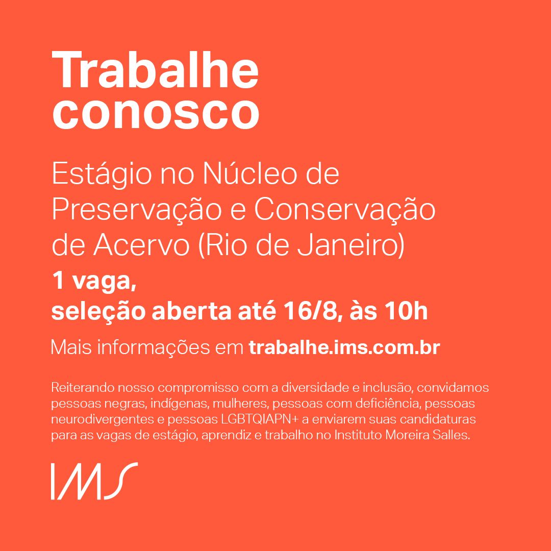 ProIndigenas's tweet photo. @imoreirasalles [Estágio, Rio de Janeiro]

➡️ Estágio no Núcleo de Conservação de Acervo
Cursando Conservação e Restauração
Até 18/8*, às 10h

➡️ Estágio Núcleo de Pesquisa de Fotografia
Cursando História, História da Arte, Museologia, Ciências Sociais
Até 25/8, às 10h

https://t.co/DoJ35ZJzzb https://t.co/KxWPIsuXOp
