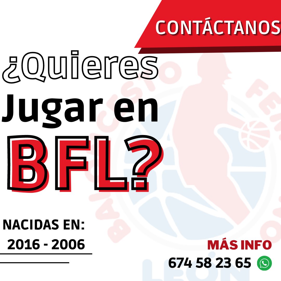bfemeninoleon's tweet photo. 🏀 ¡Atención a todas las jóvenes baloncestistas! 🏀 Si naciste entre 2017 y 2006, BFL te invita a unirte a nuestro club. ¡Ven a jugar y crecer juntas en el deporte que amamos! 💪🔴⚪️ Para más información, contáctanos al 674 58 23 65. #BaloncestoFemenino #SomosBFL https://t.co/WBGdrs07fu