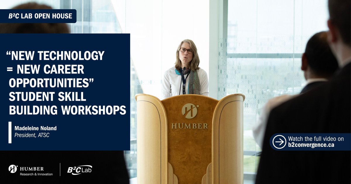 Humber_B2C_Lab's tweet photo. Madeleine Noland, ATSC President, delivered an inspiring speech to students at our Open House. She highlighted the skills students could gain through involvement with ATSC as well as the career opportunities that ATSC 3.0 will create. https://t.co/JPjxnOSIp7 https://t.co/So0dl02OBU