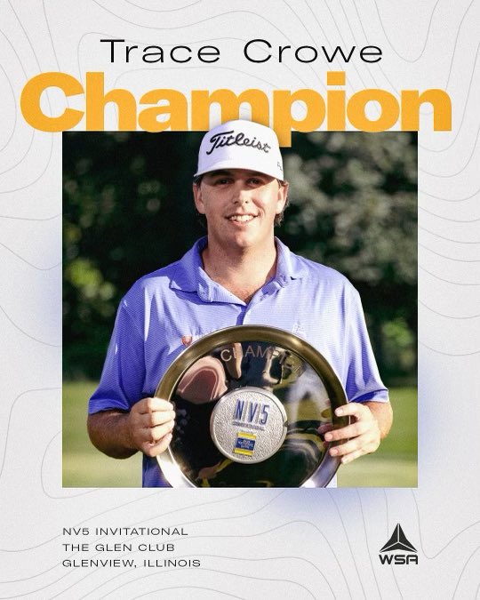 WalterSportsAdv's tweet photo. A Champion once again! Congratulations @TraceCrowe on your victory at the @NV5Invite on the @KornFerryTour. You performed your best when it mattered the most and never backed down. That’s what winners do. Keep the #CroweShow going and lock up that @PGATOUR card. https://t.co/6wdc0oxAMJ