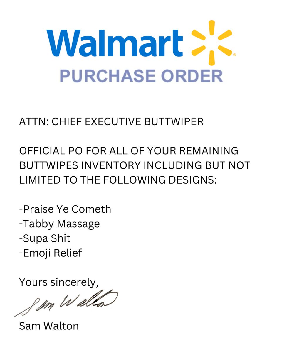wipeyourbutts's tweet photo. Haters will say it's fake...

We warned you this day would come! We're on our last bit of inventory of the BUTTWIPES Launch Collection so if you want to own a piece of history the time to order is now before they're gone forever!

https://t.co/PuPOQVGITe https://t.co/twrnoUexpA