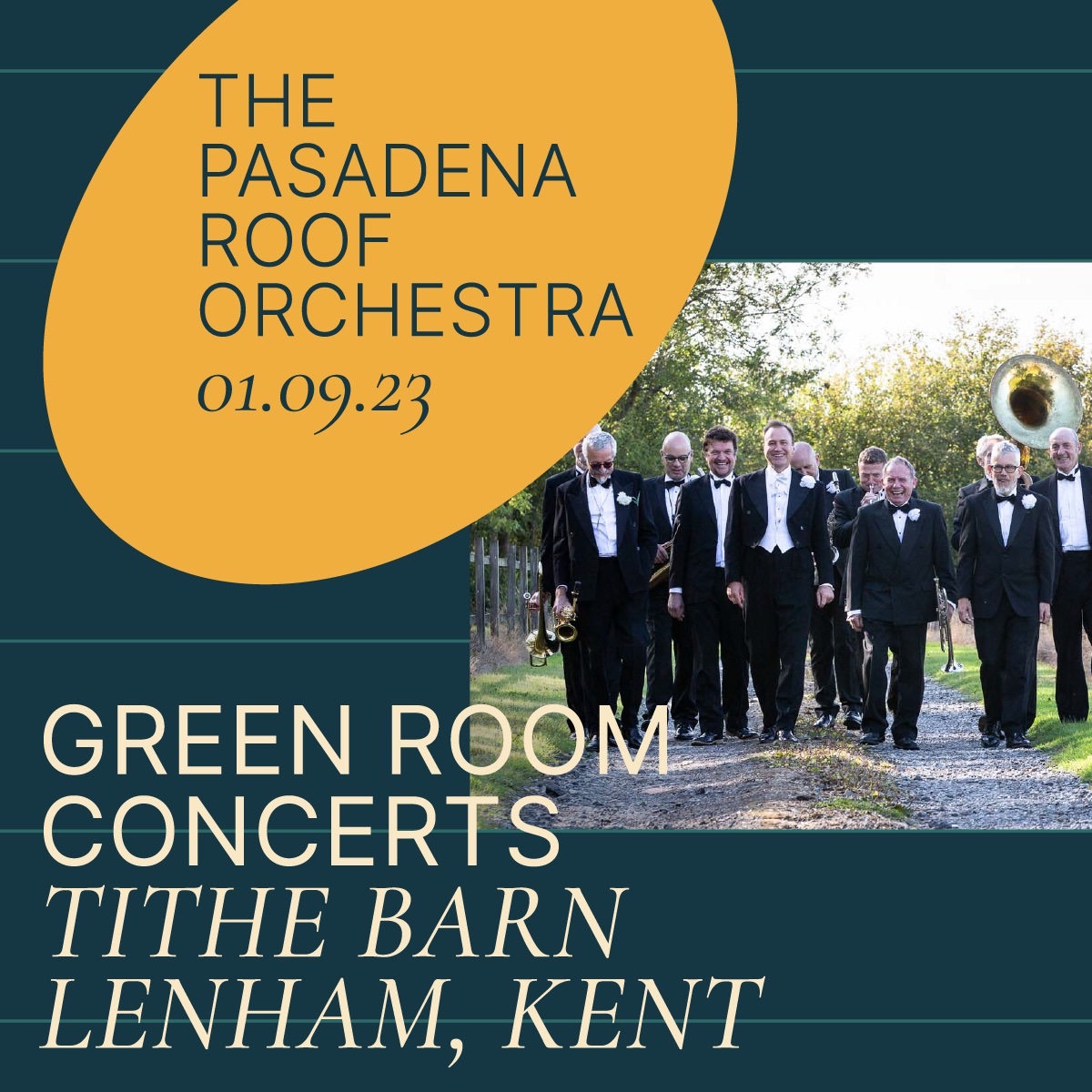 World renowned Pasadena Roof Orchestra launch our festival in under a month! Life enhancing swing from the roaring 20s and 30s! Bring your dancing shoes! Friday 1 Sept 7.30pm Tickets: greenroomconcerts.com #jazz #swingmusic #jazzfm #kent #kentlivemusic @PasadenaOrch