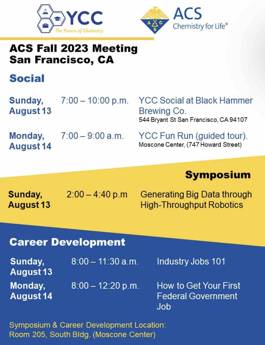 The Fall ACS meeting is just around the corner and we can’t wait to see you all! Checkout some of our featured YCC events.