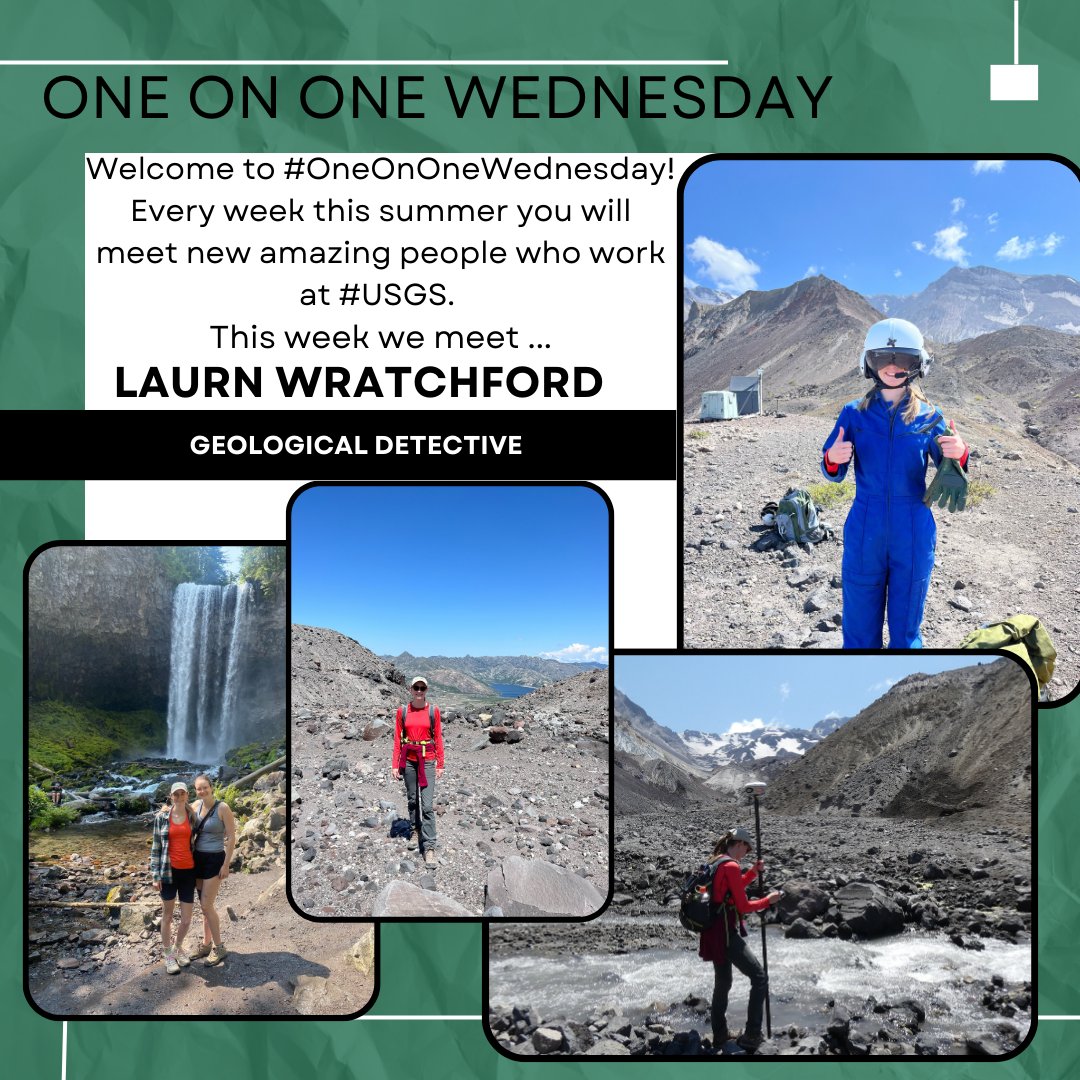 USGSVolcanoes's tweet photo. Meet Lauren Wratchford, a St. Louis University student and #NAGT intern at #CVO! Lauren is a geological detective looking for clues in #MountRainier tephras that support magma recharge. She also enjoys going to the movies or hiking local waterfalls. #OneOnOneWednesday #USGS https://t.co/UhJc9mqq7x