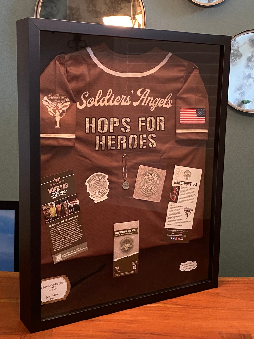soldiersangels's tweet photo. Did you check out the release of #HomefrontIPA at Great Chicago Fire Brewery in Leesburg Florida? We had a blast and loved seeing the cool ways they honor firefighters and police officers. They even made a shadow box to commemorate their 1st year participating in #HopsforHeroes! https://t.co/FXINXjTc2L