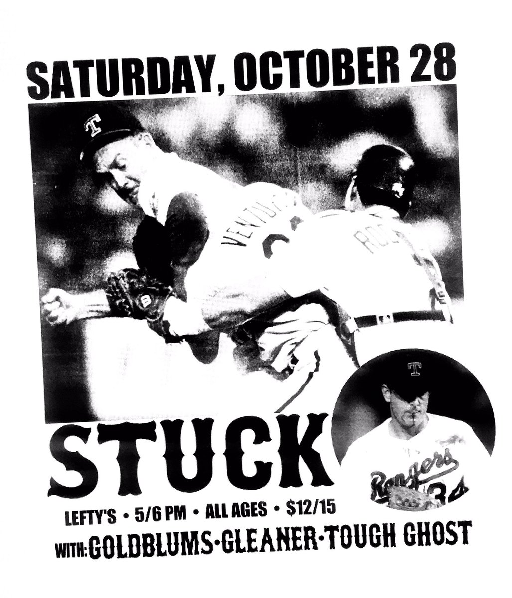 GOLDBLUMS515's tweet photo. JUST ANNOUNCED:
Saturday, October 28
STUCK (@stuckchi)
@LeftysLiveMusic 
with: Goldblums
Gleaner &amp; Tough Ghost 
doors: 5, show: 6 - ALL AGES
$12 presale/$15 at the door
https://t.co/pt74vWmdPa https://t.co/T5mAWC0bHg
