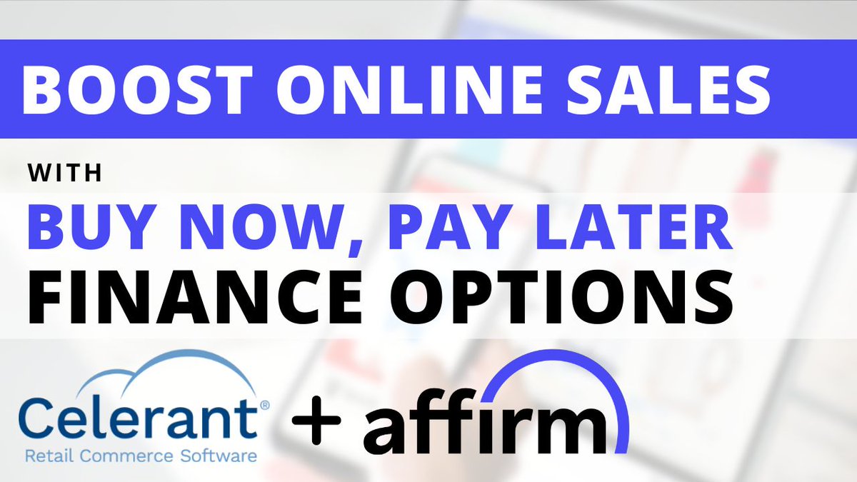 CelerantTech's tweet photo. ECOMMERCE INTEGRATION: AFFIRM 💻🛒
Celerant now integrates with .@Affirm, a leading consumer financing solution. Online merchants can offer flexible payment starting at 0% APR with NO LATE FEES. https://t.co/aqew98ni4Q
#ecommerce #buynowpaylater #consumerfinancing #affirm https://t.co/7oRA71e1CP