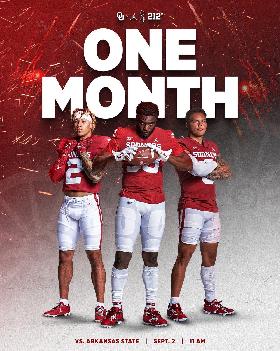 ONE MONTH‼️ 

🎟️ SoonerSports.com/FBTickets

#OUDNA | #PackThePalace