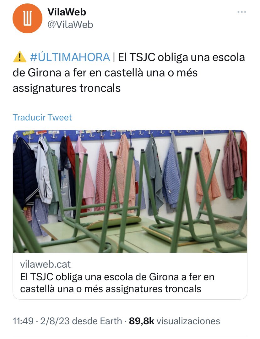 viquirepublica's tweet photo. Desde que parlen del blindatge a la llengua, a Catalunya el TSJC,ja ha imposat a tres escoles ,més castellà a les aules i més assignatures

Del que no son capaços a casa, volen aconseguir-ho al Congreso.

Veure per creure! https://t.co/sOZuJlHf3U
