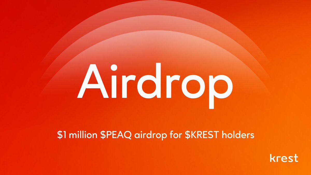 peaq's tweet photo. $1mln $PEAQ airdrop incoming 🚀

You read that right.

Those who hold at least 2,000 $KREST (in non-custodial wallets) will get to take part in a $1 million $PEAQ airdrop.

Stay tuned for more deets 📢 https://t.co/ESVNLq7XXo