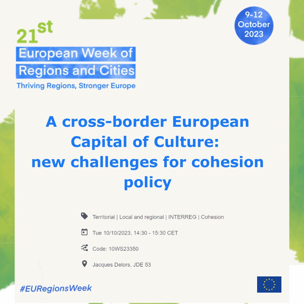 GECTGO_EZTSGO's tweet photo. 📣Together with @mkrrSI  and @regioneFVGit  we are part of the official programme of #EURegionsWeek 🇪🇺
More info and registrations⬇️
https://t.co/Kp0rJ777PK

@EU_CoR 
#GoBorderless #CohesionPolicy https://t.co/wxP7unxSI6