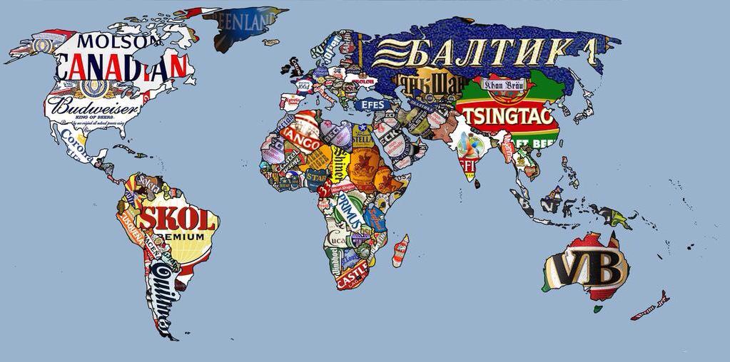 TerribleMaps's tweet photo. The World's most popular beers https://t.co/q3mKncVGVZ