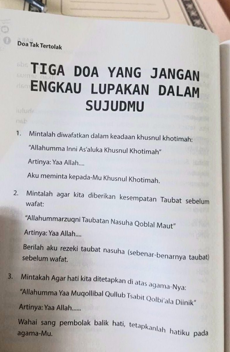 SantapanMinda's tweet photo. Tiga doa yang jangan engkau lupakan dalam sujudmu. 🤲🏻

#thinkquran https://t.co/uKJwj4fczv